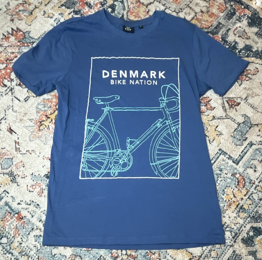 FOX Originals Men’s Blue Graphic Print Crew Neck Short Sleeve Bicycle Tee S